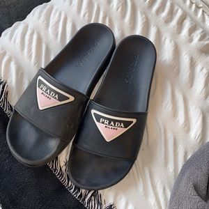 Black Prada rubber Slides size 8